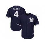 Men's Majestic New York Yankees #4 Lou Gehrig Replica Navy Blue Alternate MLB Jersey