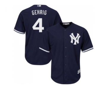 Men's Majestic New York Yankees #4 Lou Gehrig Replica Navy Blue Alternate MLB Jersey