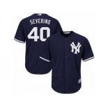 Men's Majestic New York Yankees #40 Luis Severino Replica Navy Blue Alternate MLB Jersey