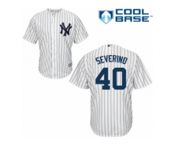 Men's Majestic New York Yankees #40 Luis Severino Replica White Home MLB Jersey