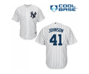 Men's Majestic New York Yankees #41 Randy Johnson Authentic White Home MLB Jersey