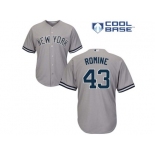 Men's Majestic New York Yankees #43 Austin Romine Replica Grey Road MLB Jersey