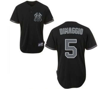 Men's Majestic New York Yankees #5 Joe DiMaggio Authentic Black Fashion MLB Jersey