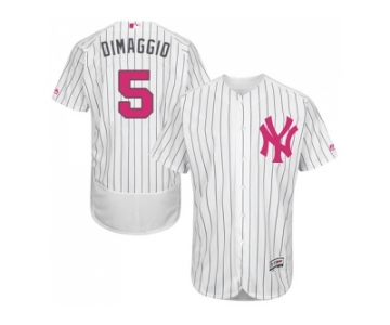 Men's Majestic New York Yankees #5 Joe DiMaggio Authentic White 2016 Mother's Day Fashion Flex Base MLB Jersey