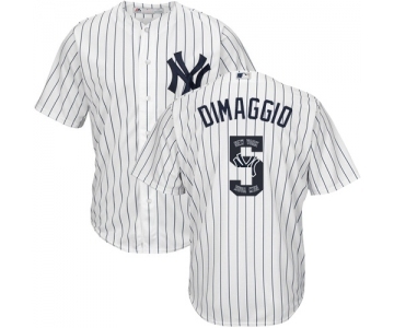 Men's Majestic New York Yankees #5 Joe DiMaggio Authentic White Team Logo Fashion MLB Jersey