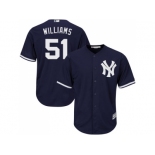 Men's Majestic New York Yankees #51 Bernie Williams Replica Navy Blue Alternate MLB Jersey