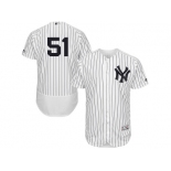 Men's Majestic New York Yankees #51 Bernie Williams White Navy Flexbase Authentic Collection MLB Jersey