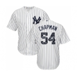 Men's Majestic New York Yankees #54 Aroldis Chapman Authentic White Team Logo Fashion MLB Jersey