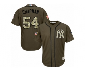 Men's Majestic New York Yankees #54 Aroldis Chapman Replica Green Salute to Service MLB Jersey