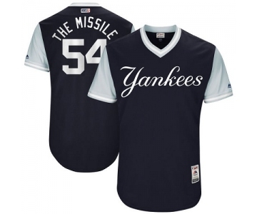 Men's Majestic New York Yankees #54 Aroldis Chapman The Missile Authentic Navy Blue 2017 Players Weekend MLB Jersey