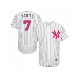 Men's Majestic New York Yankees #7 Mickey Mantle Authentic White 2016 Mother's Day Fashion Flex Base MLB Jersey