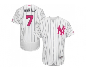 Men's Majestic New York Yankees #7 Mickey Mantle Authentic White 2016 Mother's Day Fashion Flex Base MLB Jersey