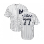 Men's Majestic New York Yankees #77 Clint Frazier Authentic White Team Logo Fashion MLB Jersey