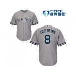 Men's Majestic New York Yankees #8 Yogi Berra Replica Grey Road MLB Jersey