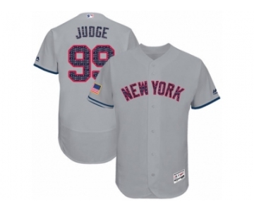 Men's Majestic New York Yankees #99 Aaron Judge Grey Stars & Stripes Authentic Collection Flex Base MLB Jersey