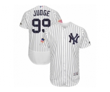 Men's Majestic New York Yankees #99 Aaron Judge White Stars & Stripes Authentic Collection Flex Base MLB Jersey