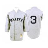 Men's Mitchell and Ness 1929 New York Yankees #3 Babe Ruth Authentic Grey Throwback MLB Jersey