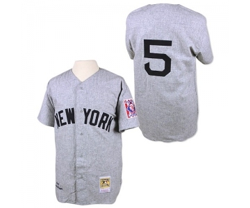 Men's Mitchell and Ness 1939 New York Yankees #5 Joe DiMaggio Authentic Grey Throwback MLB Jersey