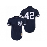 Men's Mitchell and Ness 1995 New York Yankees #42 Mariano Rivera Authentic Navy Blue Throwback MLB Jersey