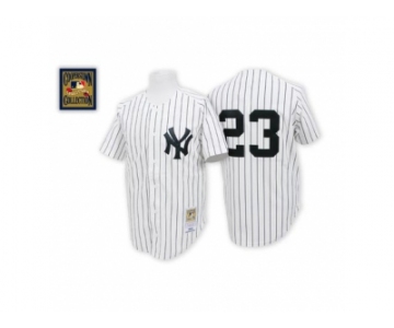 Men's Mitchell and Ness New York Yankees #23 Don Mattingly Replica White Throwback MLB Jersey