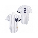 Men's Mitchell and Ness Practice New York Yankees #2 Derek Jeter Authentic White Throwback MLB Jersey