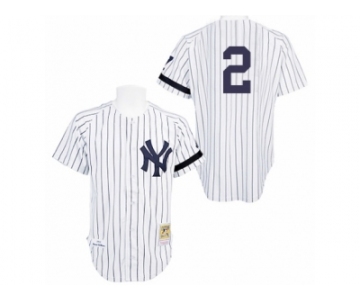 Men's Mitchell and Ness Practice New York Yankees #2 Derek Jeter Authentic White Throwback MLB Jersey