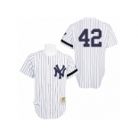 Men's Mitchell and Ness Practice New York Yankees #42 Mariano Rivera Authentic White Throwback MLB Jersey