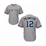 Men's New York Yankees #12 Troy Tulowitzki Replica Grey Road Baseball Jersey