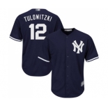 Men's New York Yankees #12 Troy Tulowitzki Replica Navy Blue Alternate Baseball Jersey