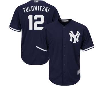 Men's New York Yankees #12 Troy Tulowitzki Replica Navy Blue Alternate Baseball Jersey