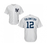 Men's New York Yankees #12 Troy Tulowitzki Replica White Home Baseball Jersey