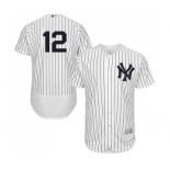 Men's New York Yankees #12 Troy Tulowitzki White Home Flex Base Authentic Collection Baseball Jersey