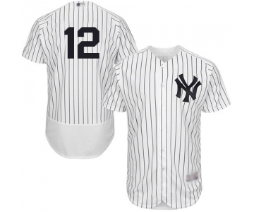 Men's New York Yankees #12 Troy Tulowitzki White Home Flex Base Authentic Collection Baseball Jersey