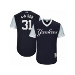 Men's New York Yankees #31 Aaron Hicks ’A-A Ron‘ Majestic Navy 2017 Players Weekend Authentic Jersey