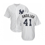 Men's New York Yankees #41 Miguel Andujar Authentic White Team Logo Fashion Baseball Jersey