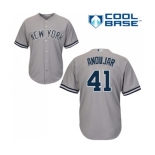 Men's New York Yankees #41 Miguel Andujar Replica Grey Road Baseball Jersey