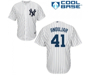 Men's New York Yankees #41 Miguel Andujar Replica White Home Baseball Jersey