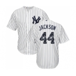 Men's New York Yankees #44 Reggie Jackson Authentic White Team Logo Fashion Baseball Jersey