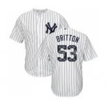 Men's New York Yankees #53 Zach Britton Authentic White Team Logo Fashion Baseball Jersey