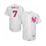 Men's New York Yankees #7 Mickey Mantle Authentic White 2016 Mother's Day Fashion Flex Base Baseball Jersey