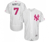 Men's New York Yankees #7 Mickey Mantle Authentic White 2016 Mother's Day Fashion Flex Base Baseball Jersey