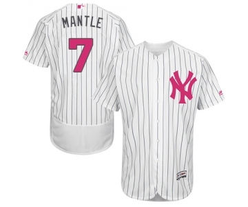 Men's New York Yankees #7 Mickey Mantle Authentic White 2016 Mother's Day Fashion Flex Base Baseball Jersey