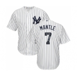 Men's New York Yankees #7 Mickey Mantle Authentic White Team Logo Fashion Baseball Jersey