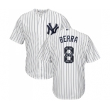 Men's New York Yankees #8 Yogi Berra Authentic White Team Logo Fashion Baseball Jersey