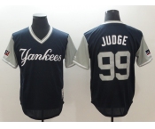 Men's New York Yankees #99 Aaron Judge  Authentic Navy Blue Baseball Jersey