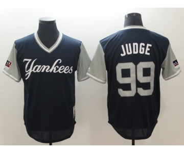 Men's New York Yankees #99 Aaron Judge  Authentic Navy Blue Baseball Jersey