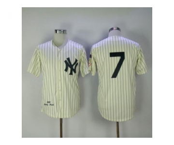 Mitchell And Ness 1951 New York Yankees #7 Mickey Mantle Cream Throwback Stitched MLB Jersey