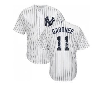 New York Yankees #11 Brett Gardner White Strip Team Logo Fashion Stitched MLB Jersey