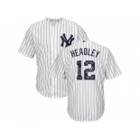 New York Yankees #12 Chase Headley White Strip Team Logo Fashion Stitched MLB Jersey