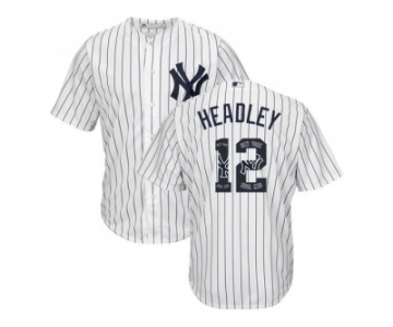 New York Yankees #12 Chase Headley White Strip Team Logo Fashion Stitched MLB Jersey